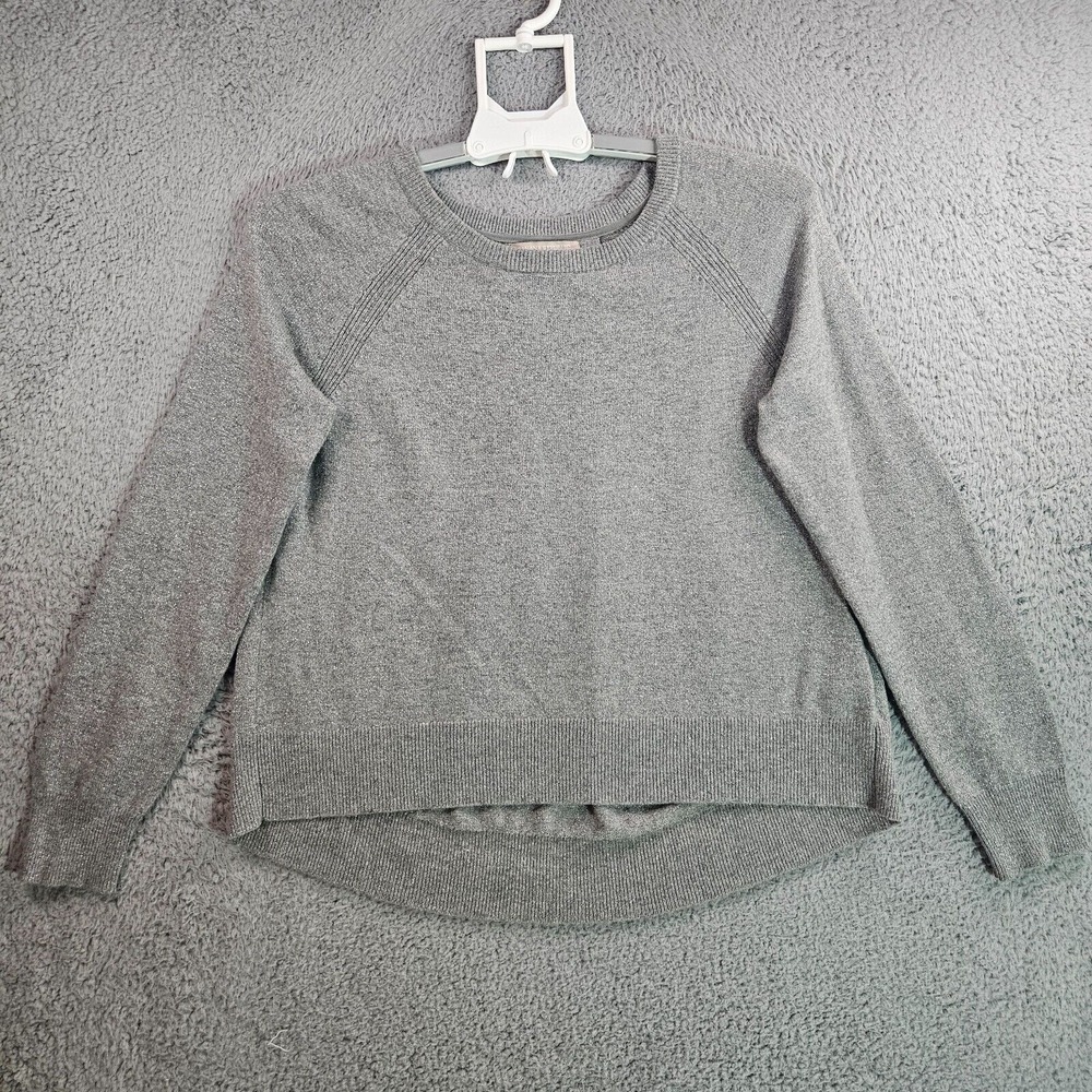 Banana Republic Sweater Women XS Wool Cashmere Blend Glitter Metalic Gray - EUC